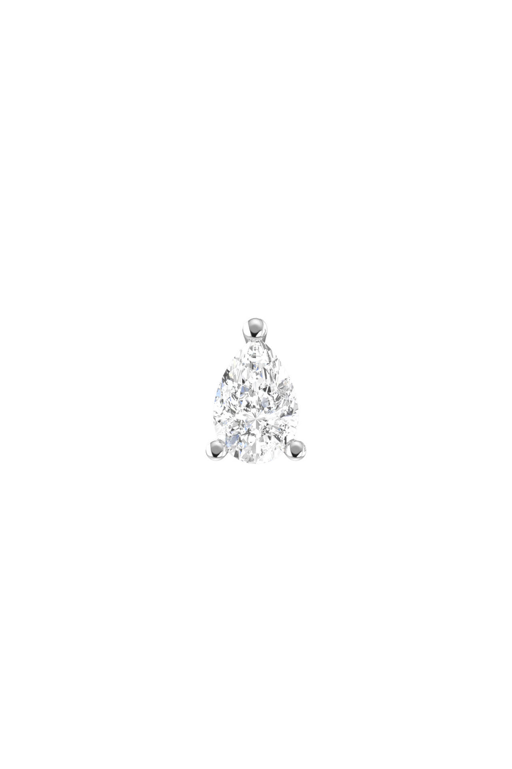 Pear Piercing 18K White Gold Earring w. Lab-Grown Diamond