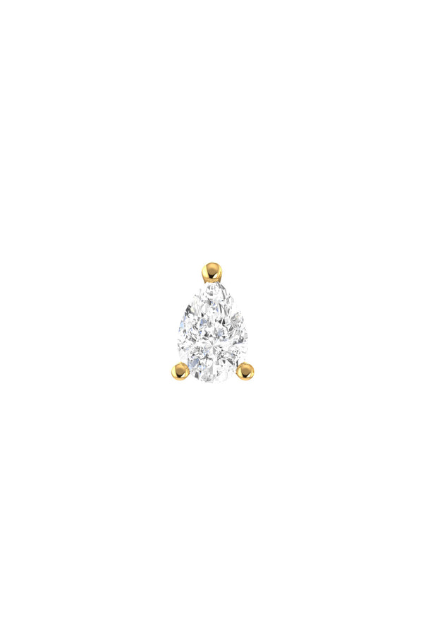 Pear Piercing 18K Gold Earring w. Lab-Grown Diamond