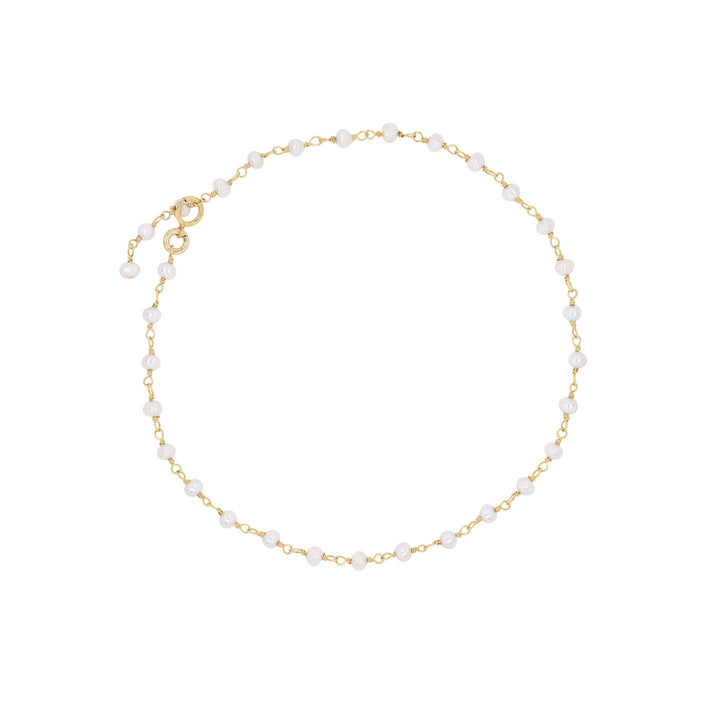Small Pearls Gold Plated Anklet w. Pearls