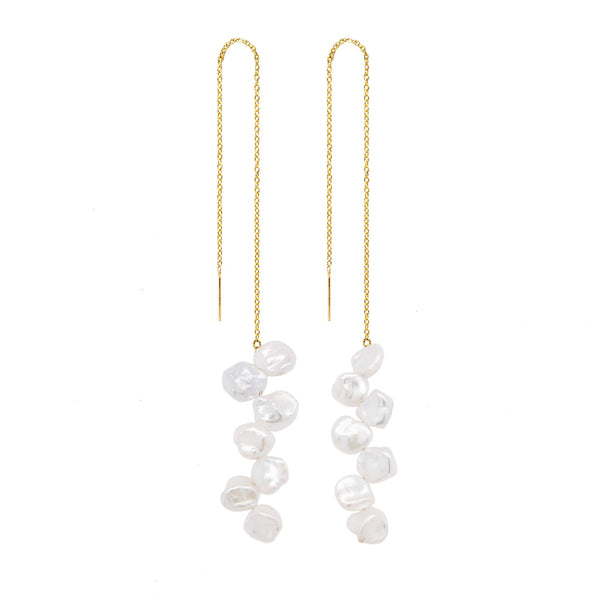 Shell Pearls Gold Plated Earrings w. Pearls