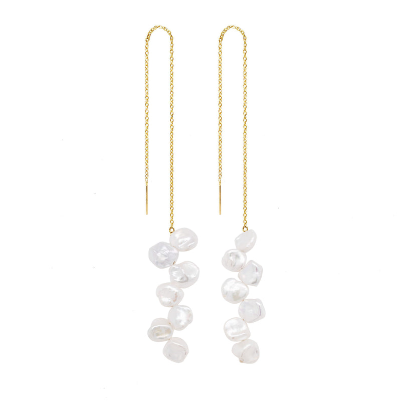 Shell Pearls Gold Plated Earrings w. Pearls
