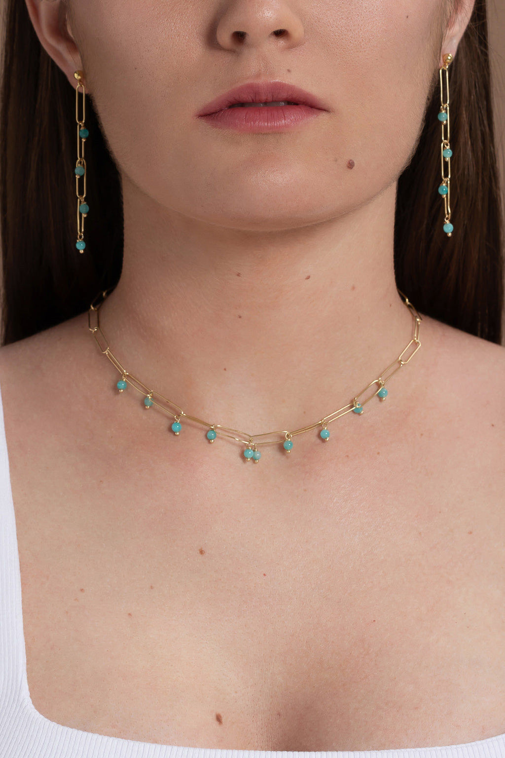 Cordelia 18K Gold Plated Necklace w. Amazonite