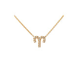 Petit Sign Aries 18K Gold Necklace w. Diamonds
