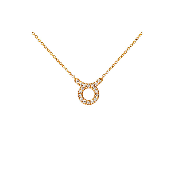 Petit Sign Taurus 18K Gold Necklace w. Diamonds