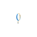Piercing Blue Enamel 18K Gold, Whitegold or Rosegold Hoop w. Diamond