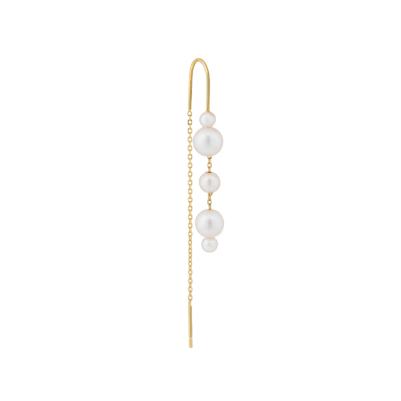 Playa Hook Threader 18K Gold Plated Earring w. White Pearls