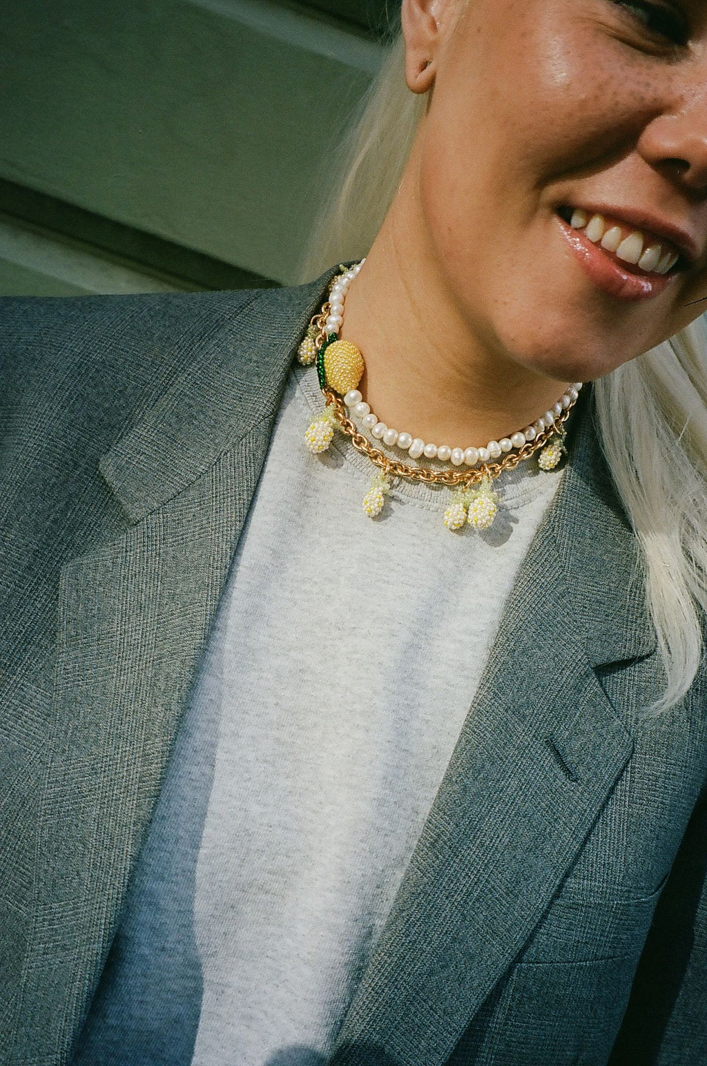 Pearly Lemon Halskette