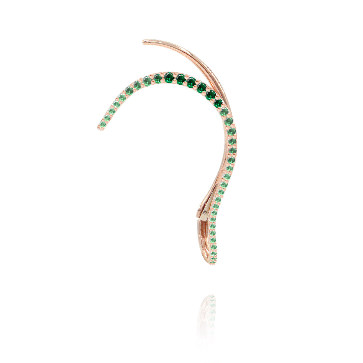 Queen Wave 18K Rosegold-Earcuff I Smaragd