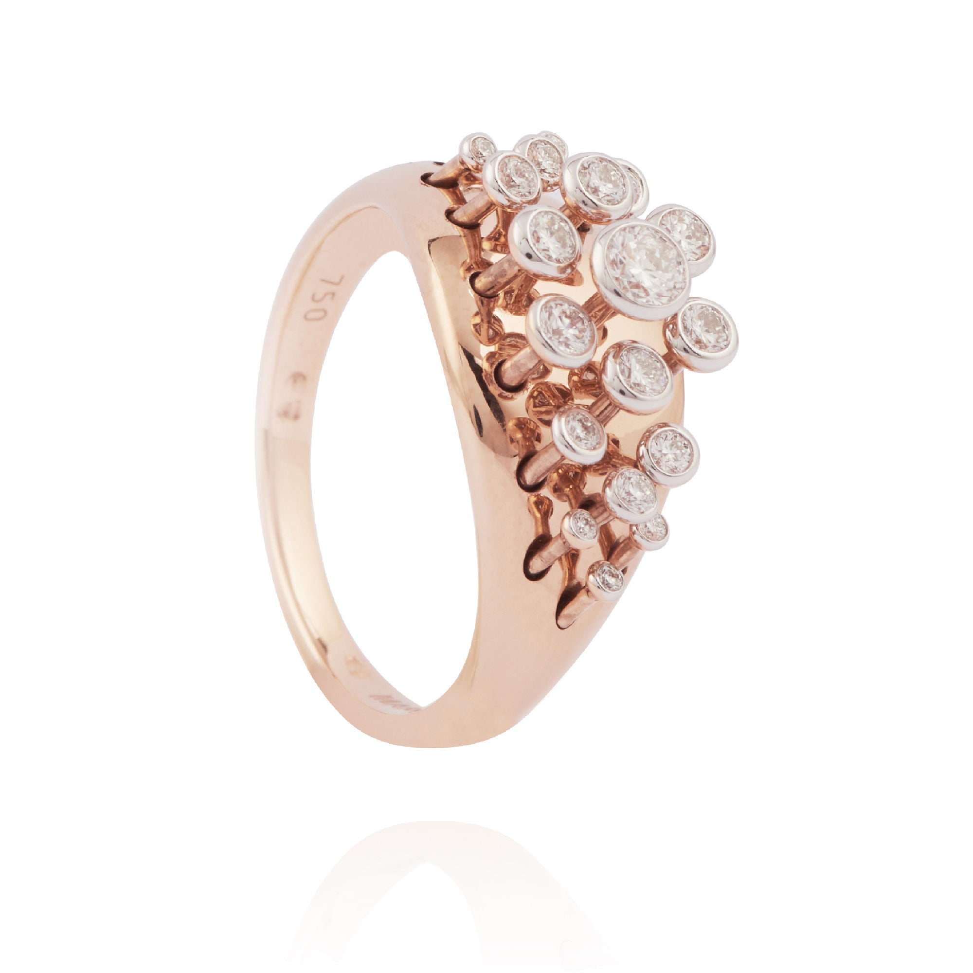 Queen Wave 18K Rosaguld Ring m. Diamanter