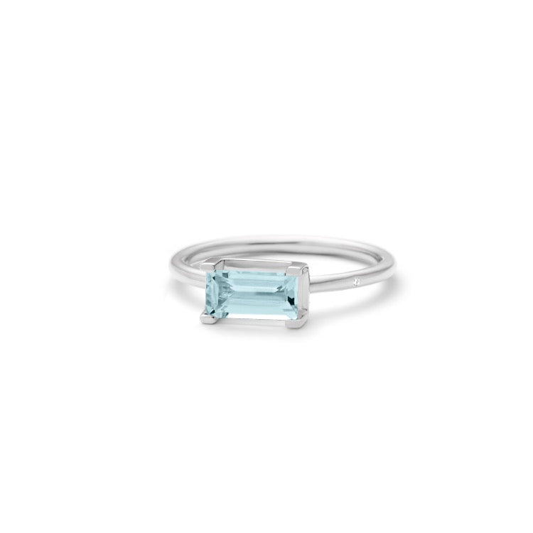 Nord Blue 18K Hvidguld Ring m. Akvamarin & Diamant