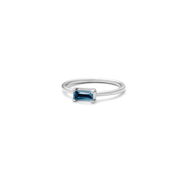 Nord London Blue S 18K Whitegold Ring w. Topaz & Diamond