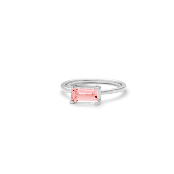 Nord Pink 18K Hvidguld Ring m. Turmalin & Diamant