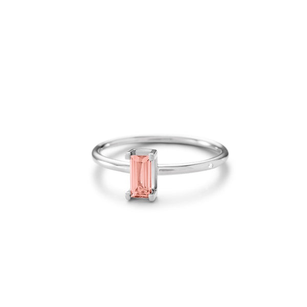 Nord Pink S Turned 18K Hvidguld Ring m. Turmalin & Diamant