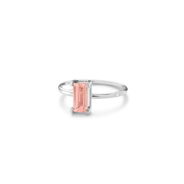 Nord Pink Turned 18K Hvidguld Ring m. Turmalin & Diamant
