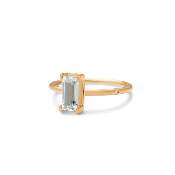 Nord Blue Turned 18K Guld Ring m. Akvamarin & Diamant