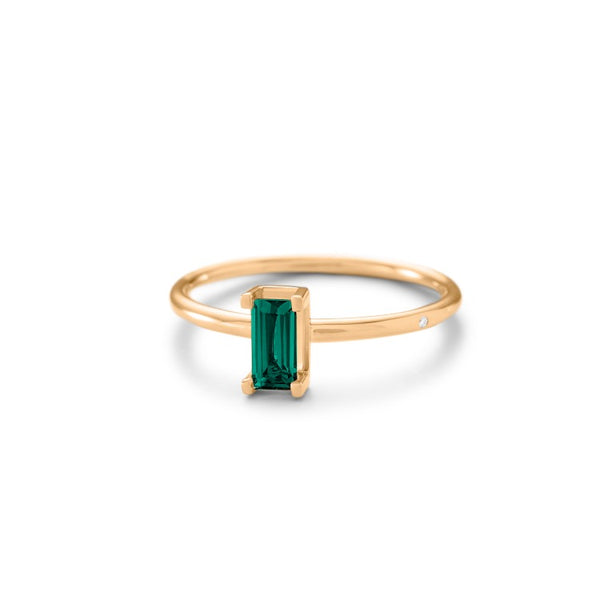 Nord Green S Turned 18K Guld Ring m. Turmalin & Diamant