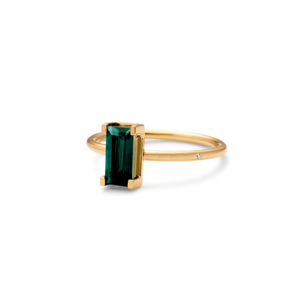 Nord Green Turned 18K Guld Ring m. Turmalin & Diamant