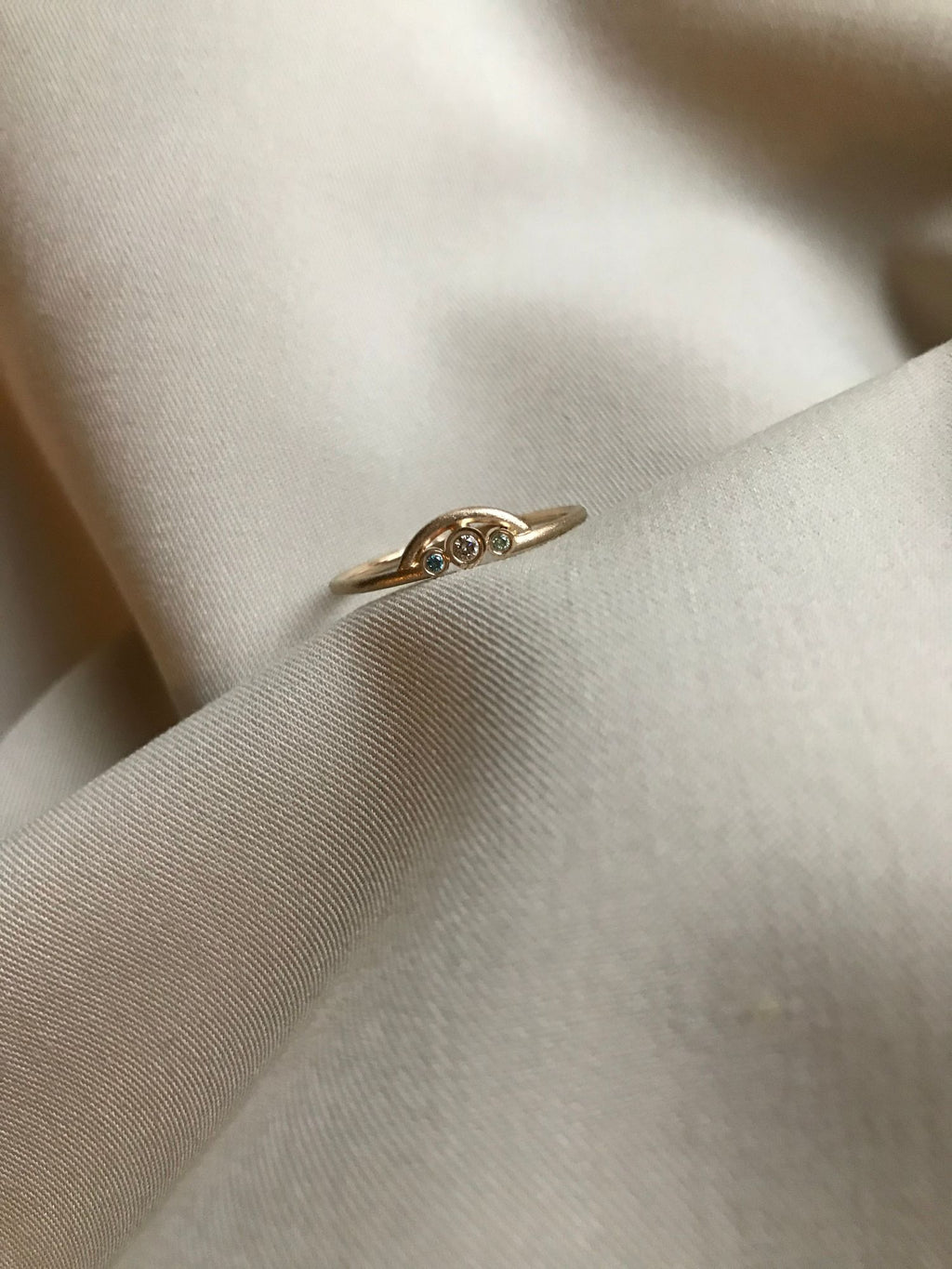 RAINBOW Colored 14K Gold Ring w. Diamond