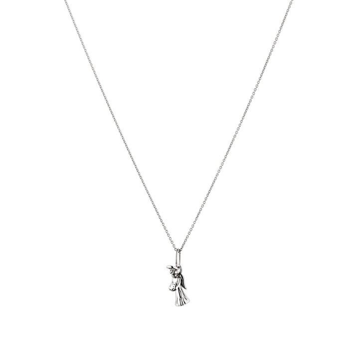 Guardian Angel 18K White Gold Pendant w. Diamond