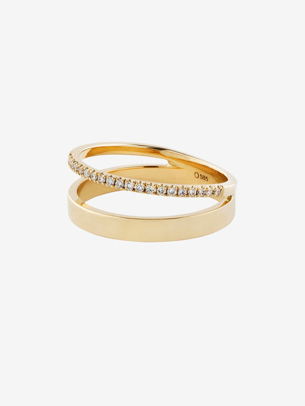 Diamant Line Dobbelt 0.15 14K Guld, Hvidguld eller Rosaguld Ring m. Diamanter