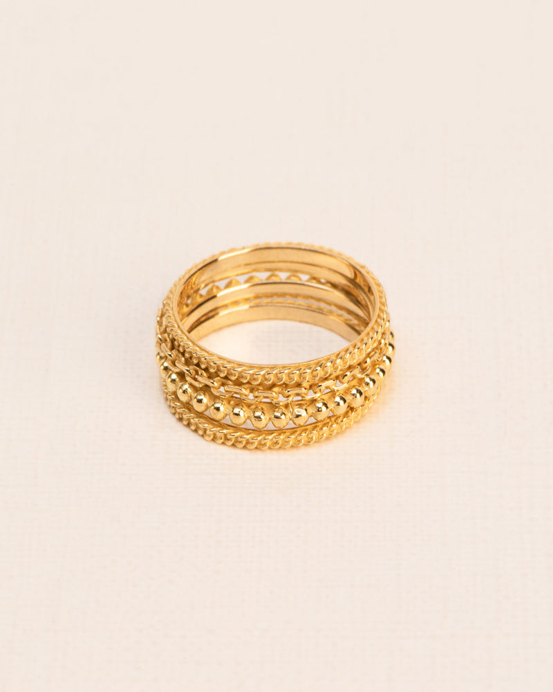 Set of four stacked 'Chapters'  18K Gold Ring