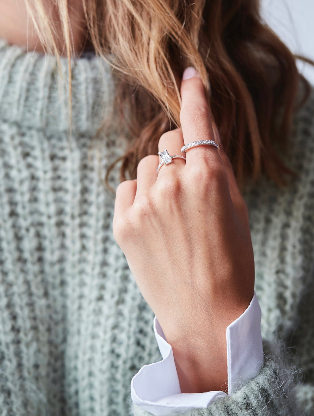 Nord White Turned 18K Hvidguld Ring m. Topas & Diamant