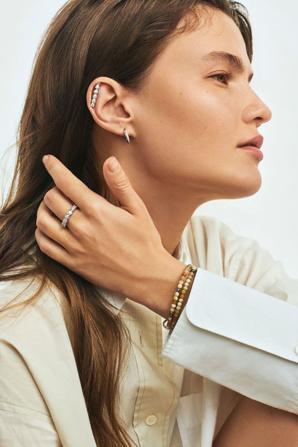 Tiny Single Pavé-Hoop aus 18K Weißgold I Diamanten