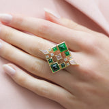 SPECTRUM Andante 18K Guld Ring m. Chrome diopside, Opal & Diamant