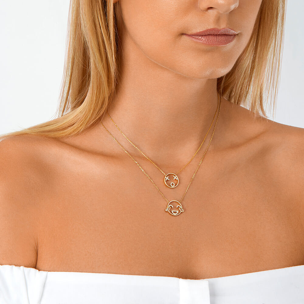 MOYEN LOL 18K Gold Necklace w. Diamond & Topaz