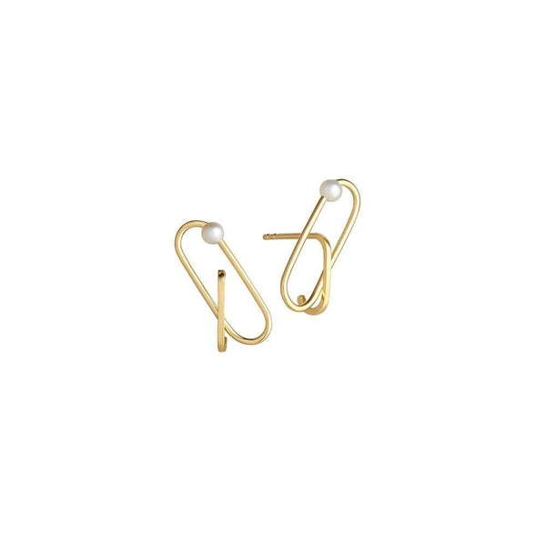 Astra Fusion 18K Gold Earrings w. Pearl