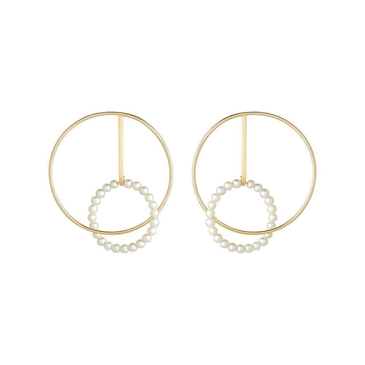 Astra Lunar 18K Gold Hoops w. Pearl