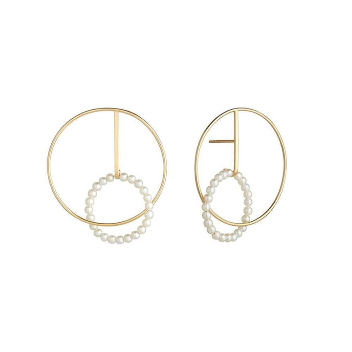 Astra Lunar 18K Gold Hoops w. Pearl