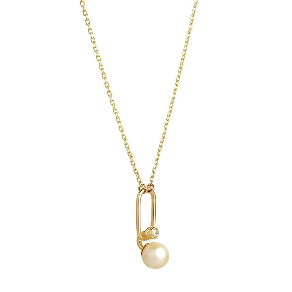 Astra Moonlight 18k Gold Halskette w. Pearl & Diamond