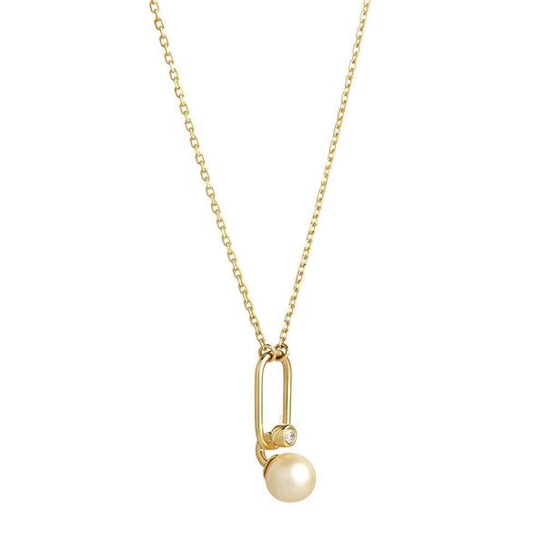 Astra Moonlight 18K Gold Necklace w. Pearl & Diamond