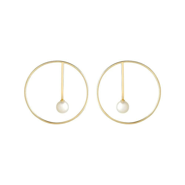 Astra Moon 18K Gold Earrings w. Pearl & Diamond