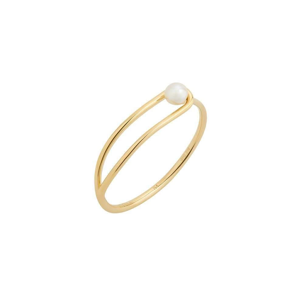 Astra Moon 18k Gold Ring w. Perle