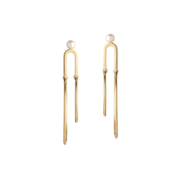 Astra Synergy 18K Gold Hoops & Earrings w. Pearl