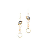 Cosmo Axis 18K Gold Earrings w. Pearl & Diamond