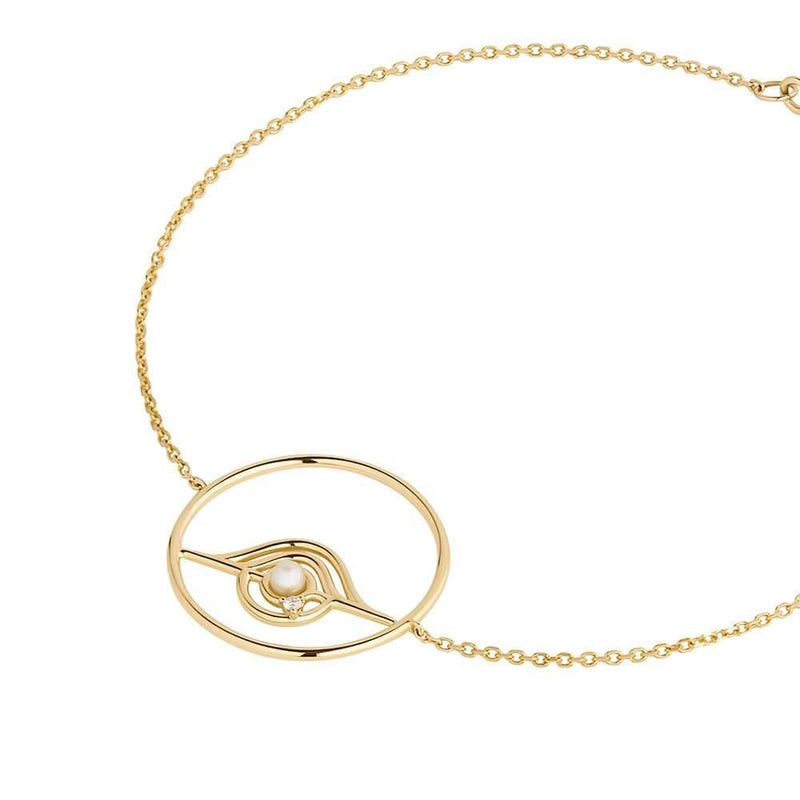 Cosmo Blazar Chain 18K Gold Bracelet w. Pearl & Zirconia