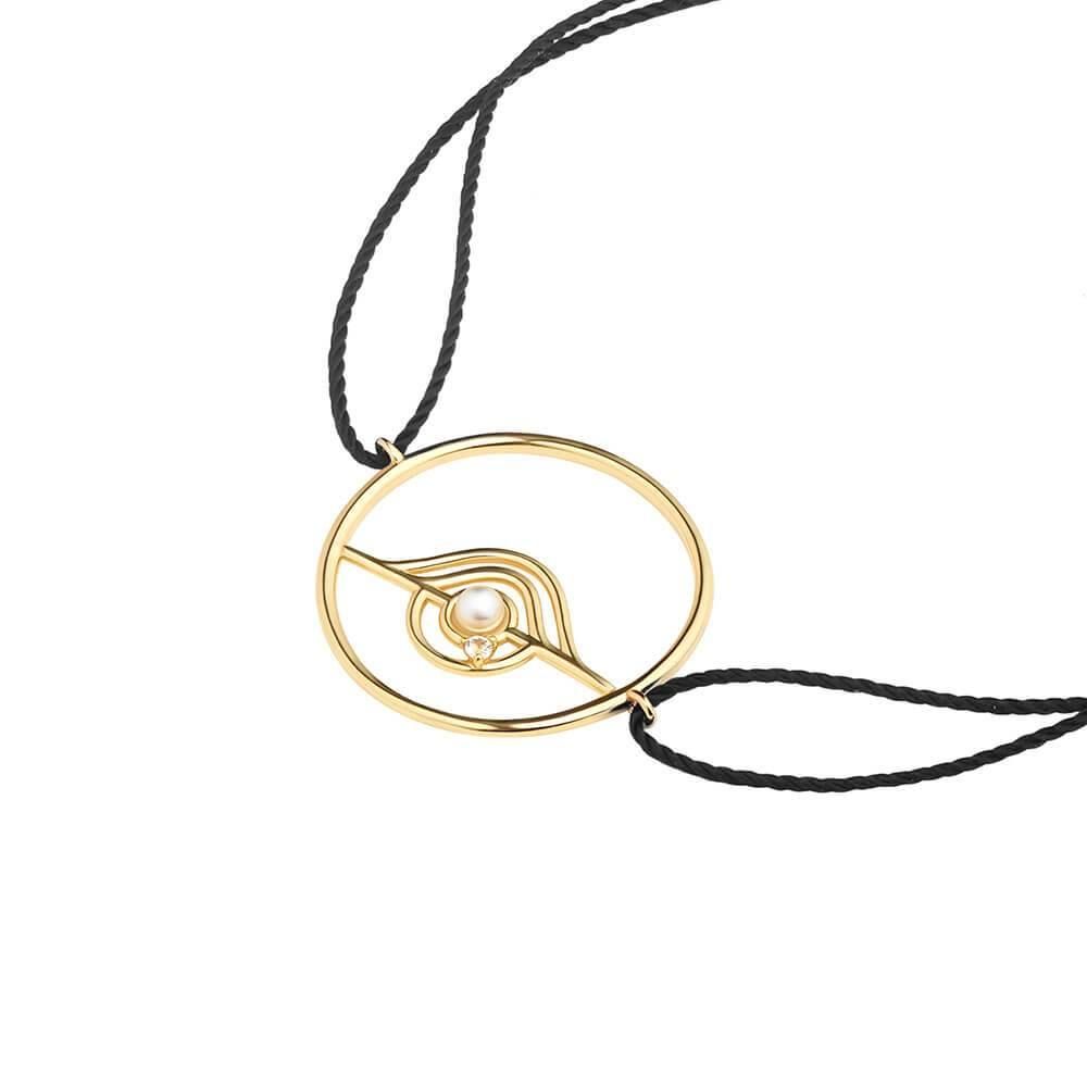 Cosmo Blazar Cord 18K Gold Plated Bracelet w. Pearl & Zirconia