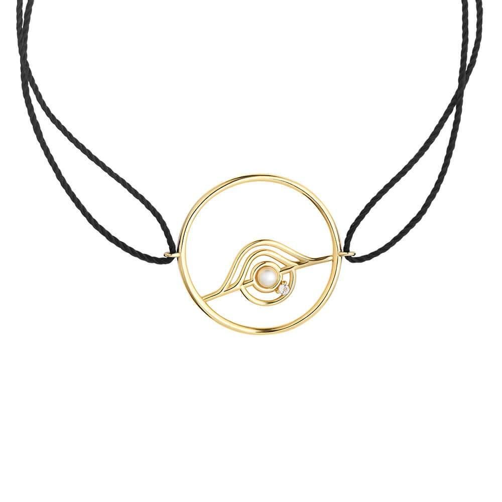 Cosmo Blazar Cord 18K Gold Plated Bracelet w. Pearl & Zirconia