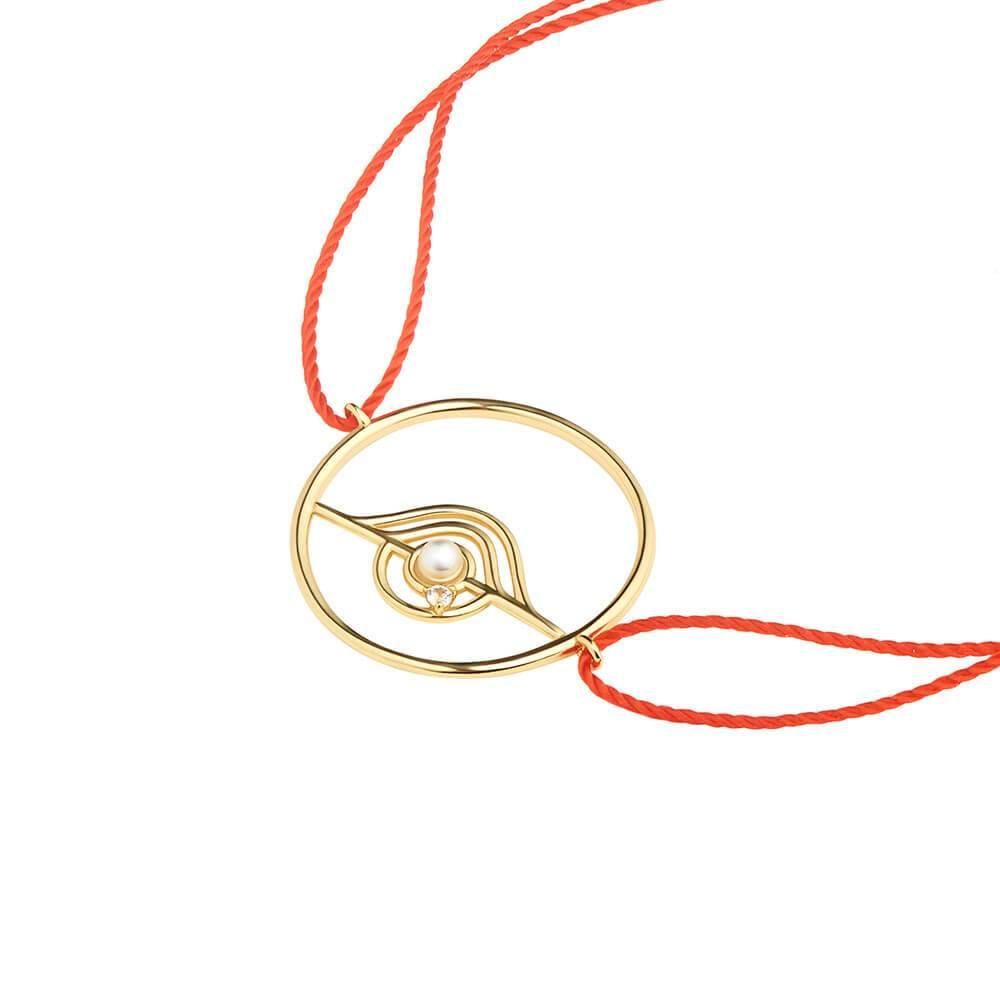 Cosmo Blazar Cord 18K Gold Plated Bracelet w. Pearl & Zirconia