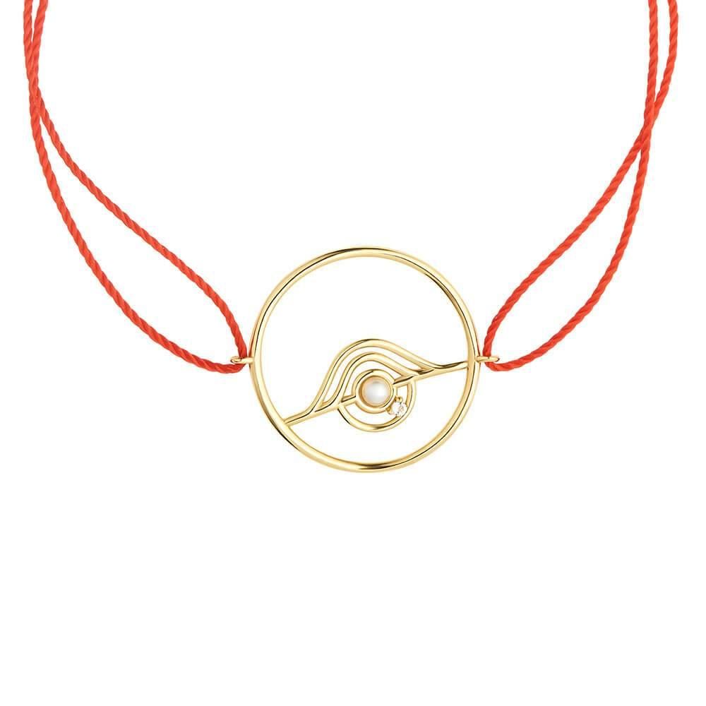 Cosmo Blazar Cord 18K Gold Plated Bracelet w. Pearl & Zirconia