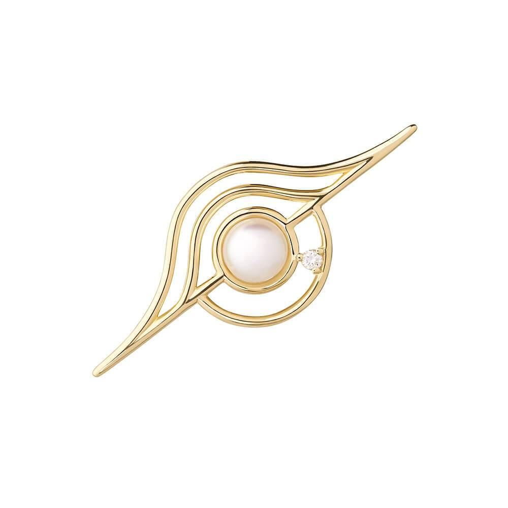 Cosmo Blazar 18K Gold Ohrringe w. Pearl & Diamond