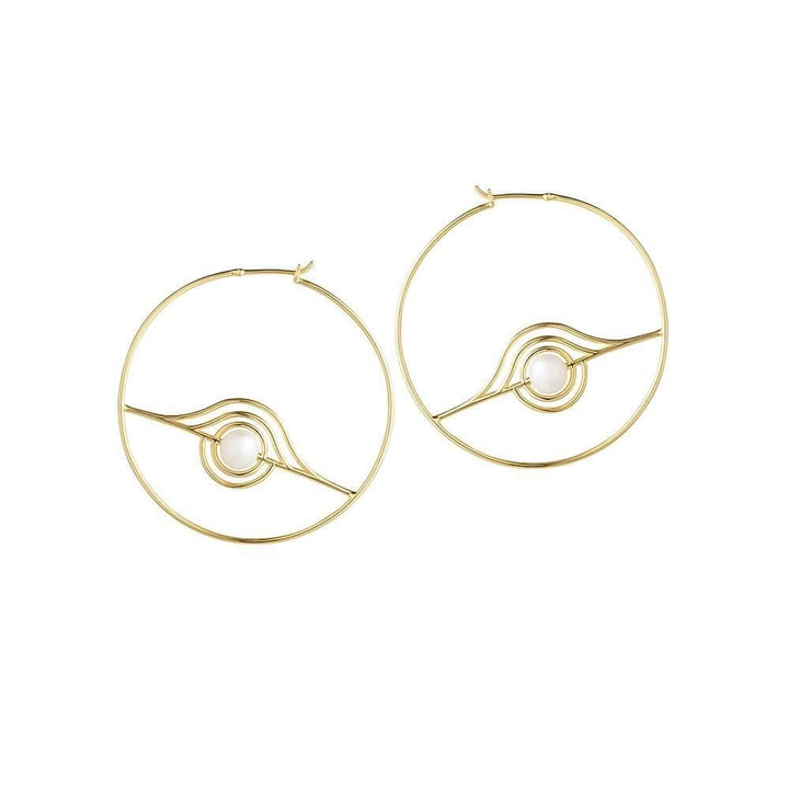 Cosmo Blazar Hoop 18K Gold Plated Hoops w. Pearl