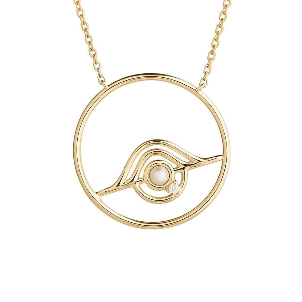 Cosmo Blazar 18K Forgyldt Halskæde m. Perle & Zirkon