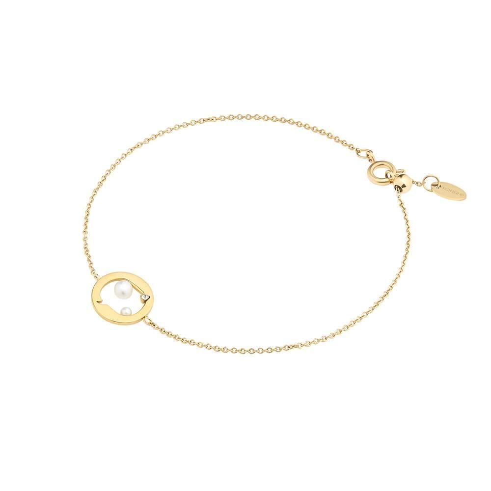 Cosmo Cosmonaut 18K Gold Plated Bracelet w. Pearl & Zirconia