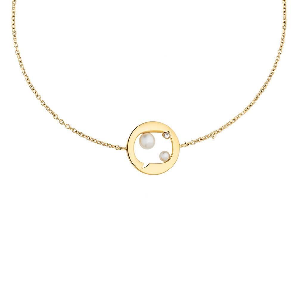 Cosmo Cosmonaut 18K Gold Plated Bracelet w. Pearl & Zirconia