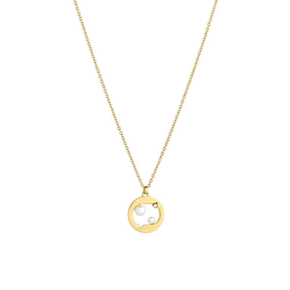 Cosmo Cosmonaut 18K Forgyldt Halskæde m. Perle & Zirkon