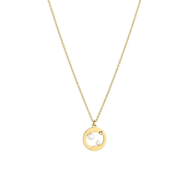Cosmo Cosmonaut 18K Gold Plated Necklace w. Pearl & Zirconia
